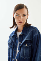 Kadın Geniş Cep Detaylı Denim Ceket - 4