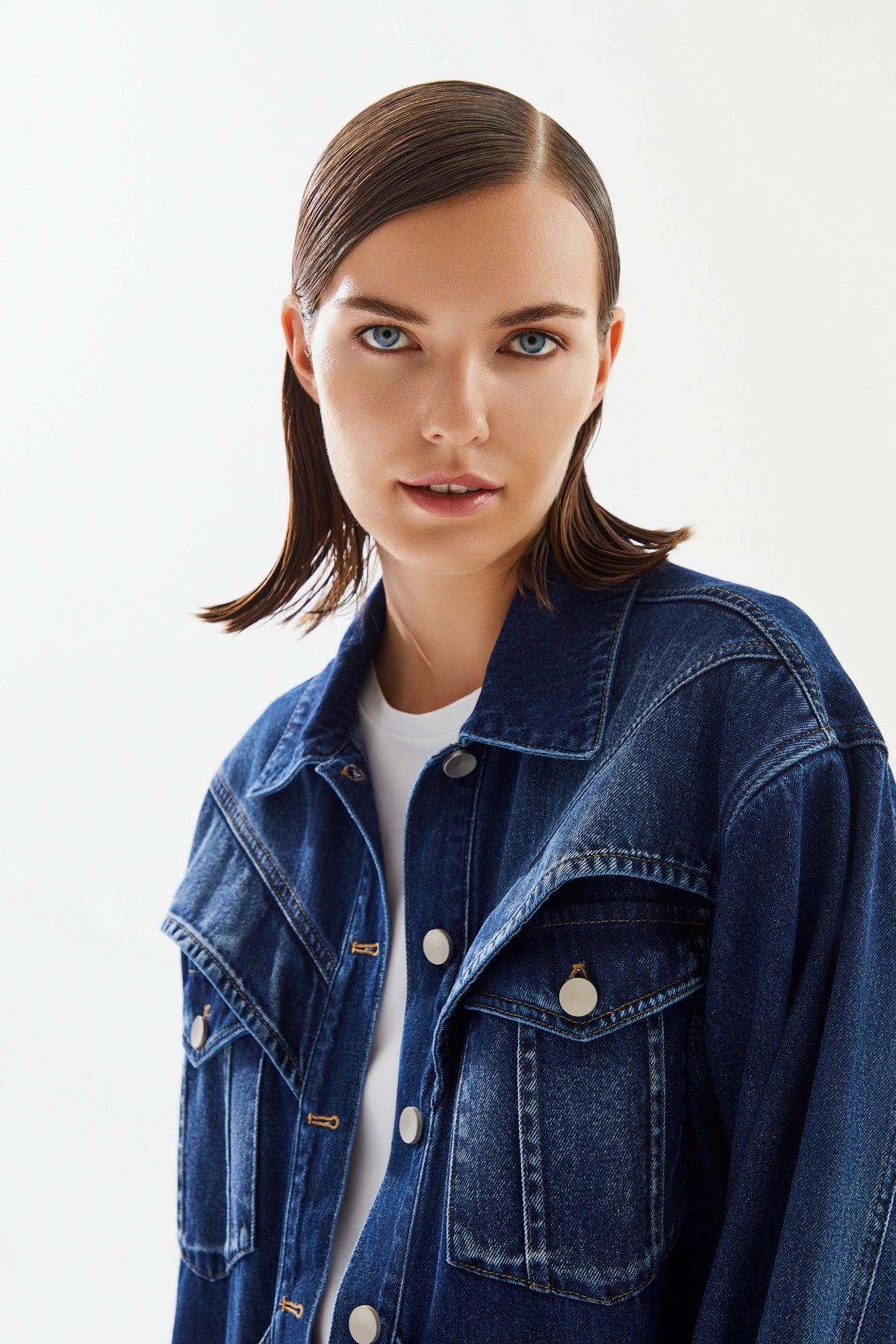 Kadın Geniş Cep Detaylı Denim Ceket - 4