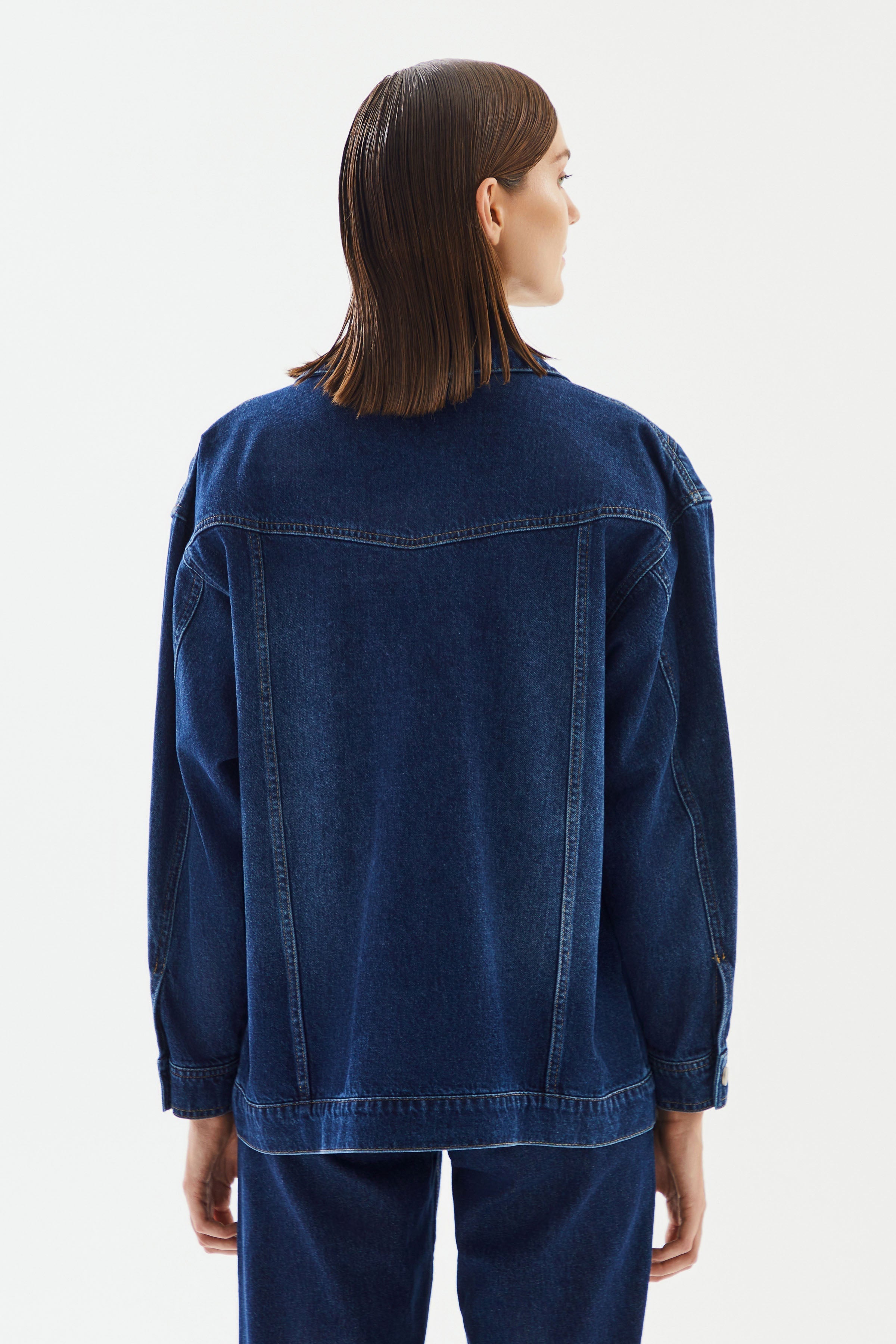 Kadın Geniş Cep Detaylı Denim Ceket - 5