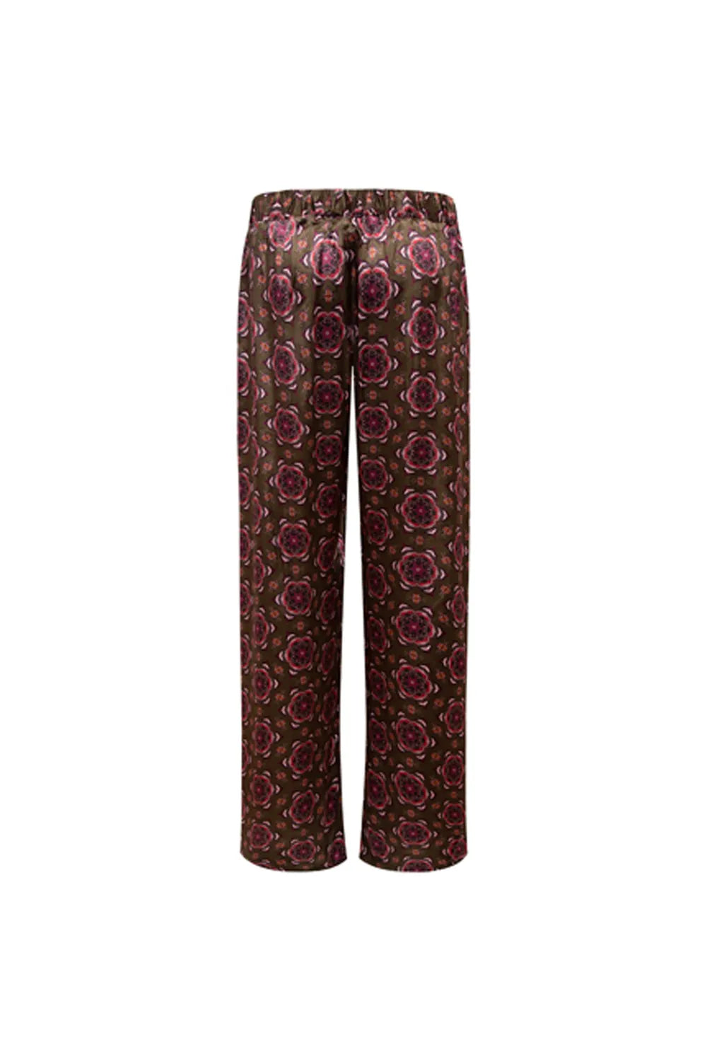 Floral Desenli Yırtmaç Detaylı Saten Pantolon - 4