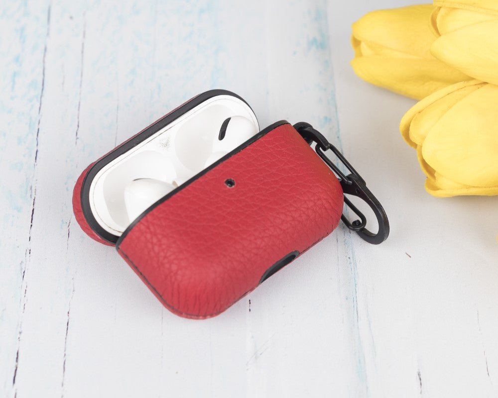 Aurel Hook Crimson Red Hakiki Deri Airpods Pro Kılıfı – Airpods Pro 1 & 2 Uyumlu - 0