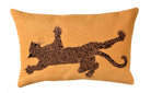 Dekoratif Leopar Desenli Sarı Keten Kırlent Kılıfı 40 X 60 Cm - 0