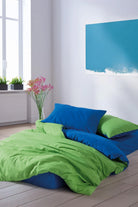 Popping Colors Tek Kişilik Lastikli Çarşaflı Nevresim Takımı Sage Yeşil Mavi - 0