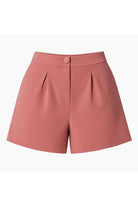 Pilikaşe Detaylı Yüksek Bel Ametist Pembe Krep Mini Short - 2