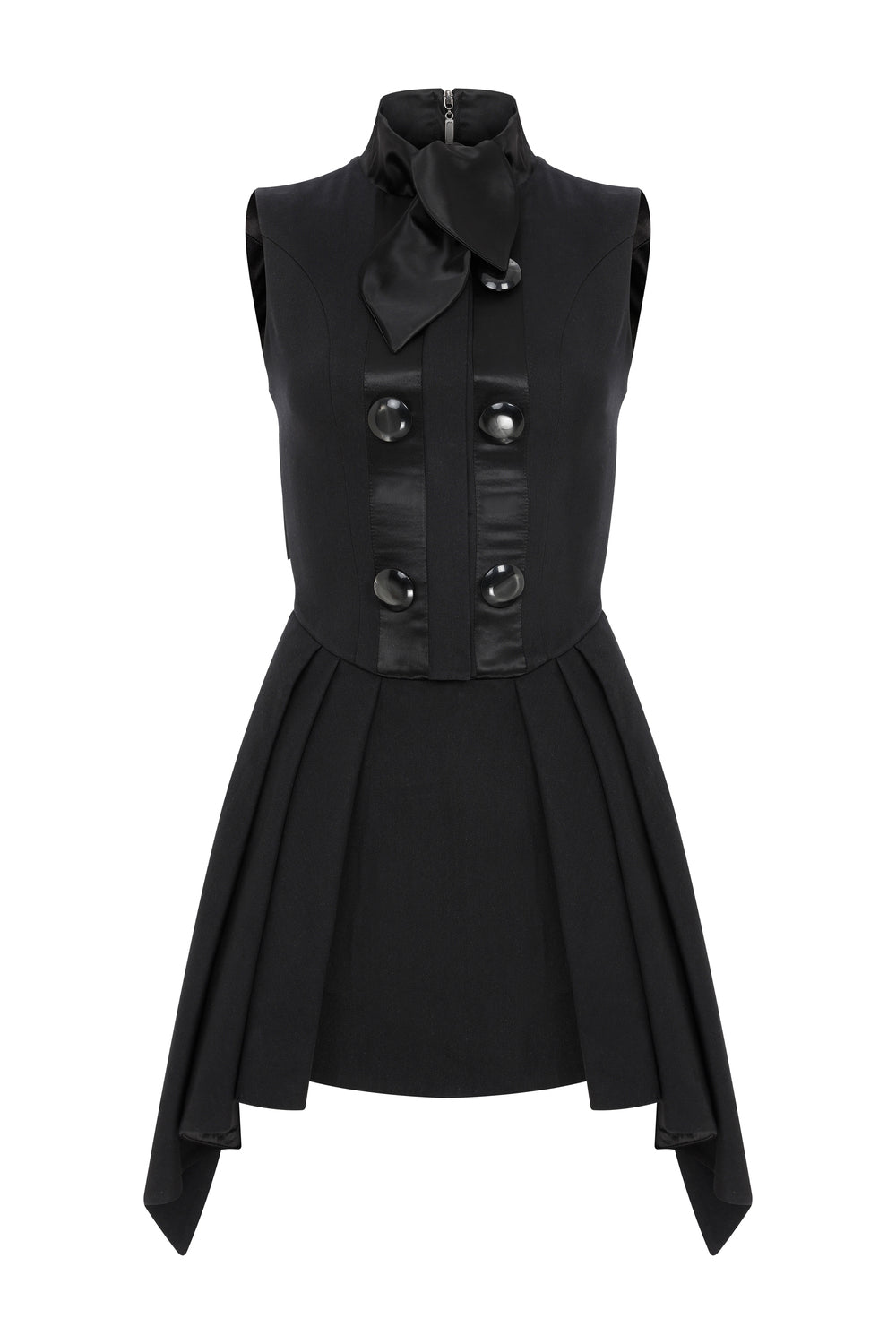 Cut-Out & Peplum Detaylı Frag Kolsuz Siyah Ceket - 0