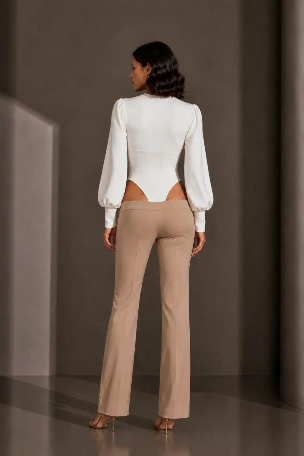 Cut-Out Detaylı Beyaz Sweat Bodysuit - 1