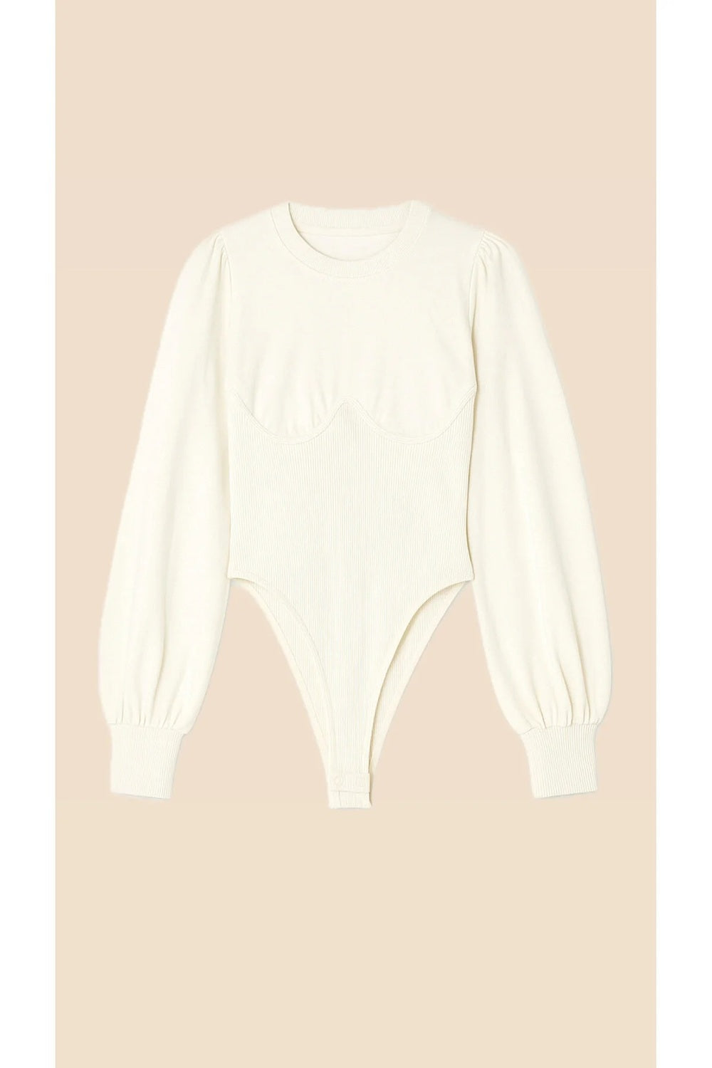 Cut-Out Detaylı Beyaz Sweat Bodysuit - 2