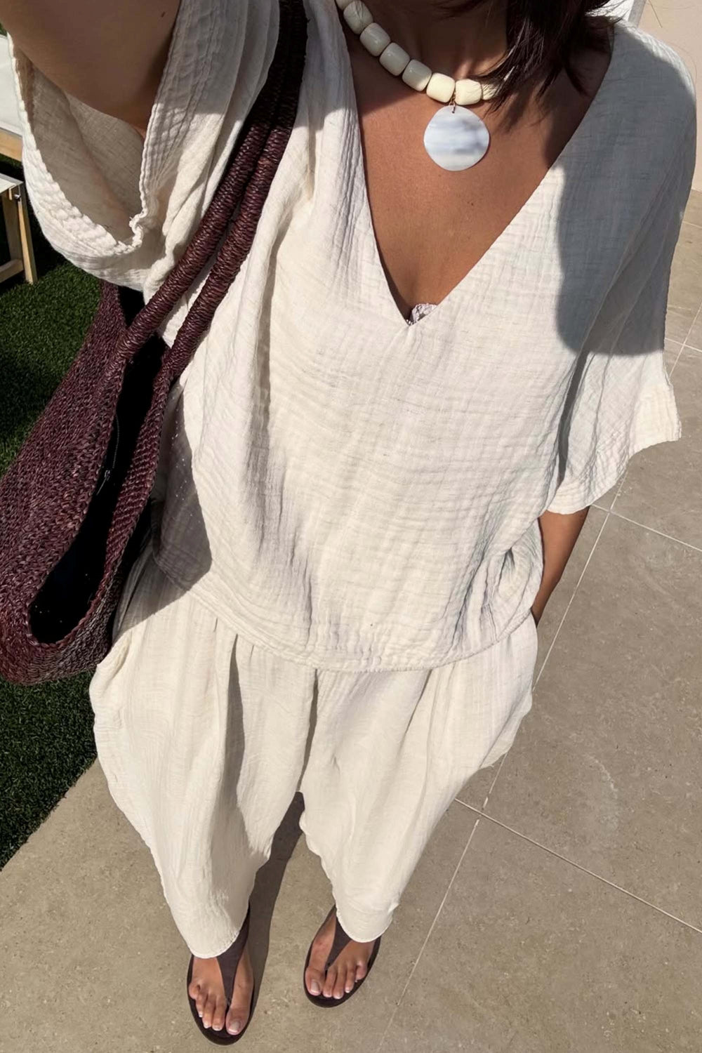 Crinkle Linen Slouchy Pantolon - 1