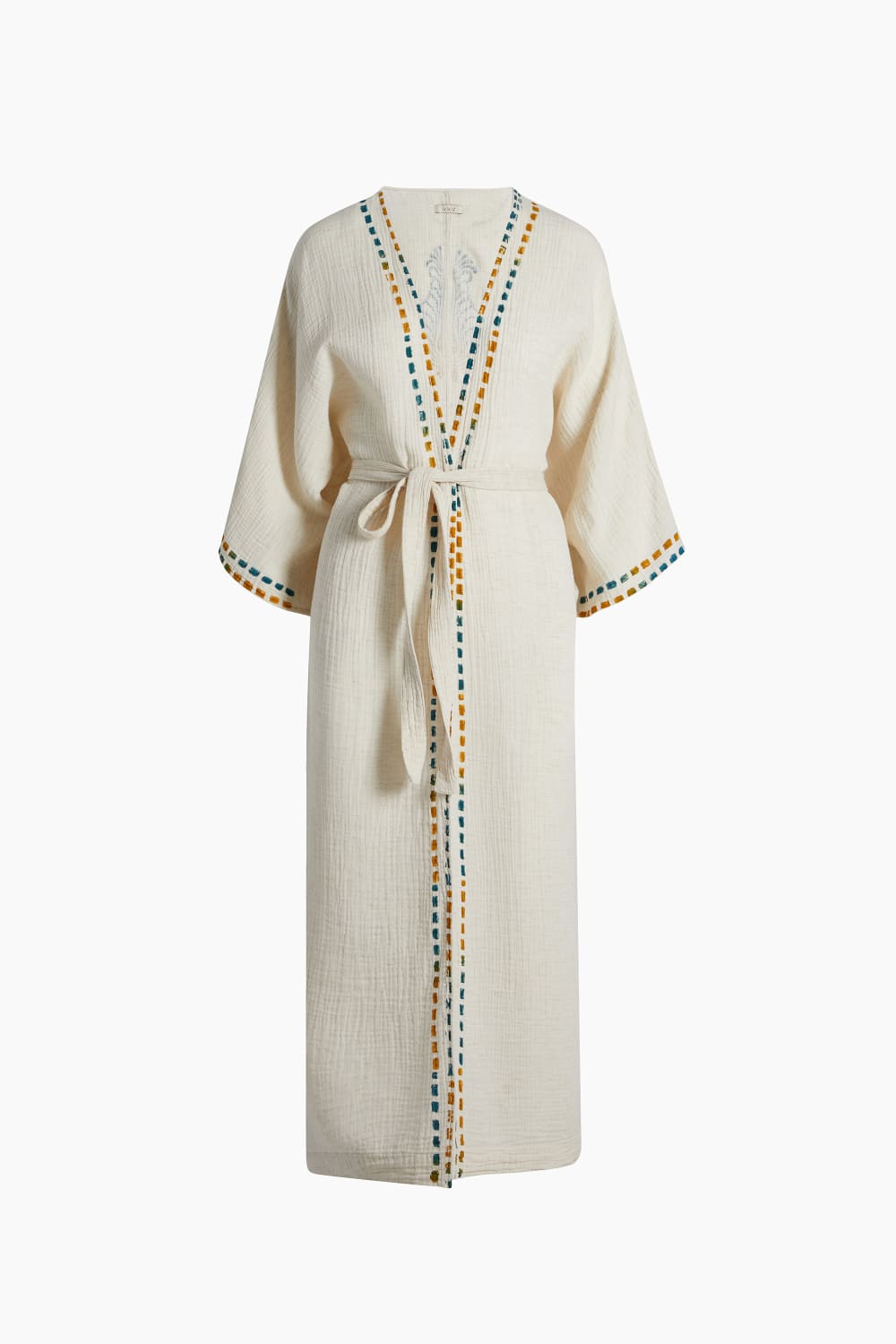 Crinkle Linen Renkli Baskılı Kimono - 2