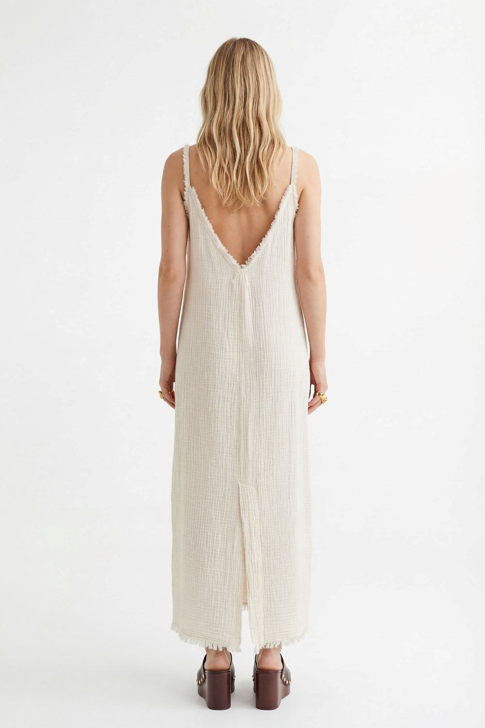 Crinkle Linen İp Askılı Elbise - 1
