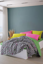 Popping Colors Çift Kişilik Lastikli Çarşaflı Nevresim Takımı Dazzle Yeşil - 0