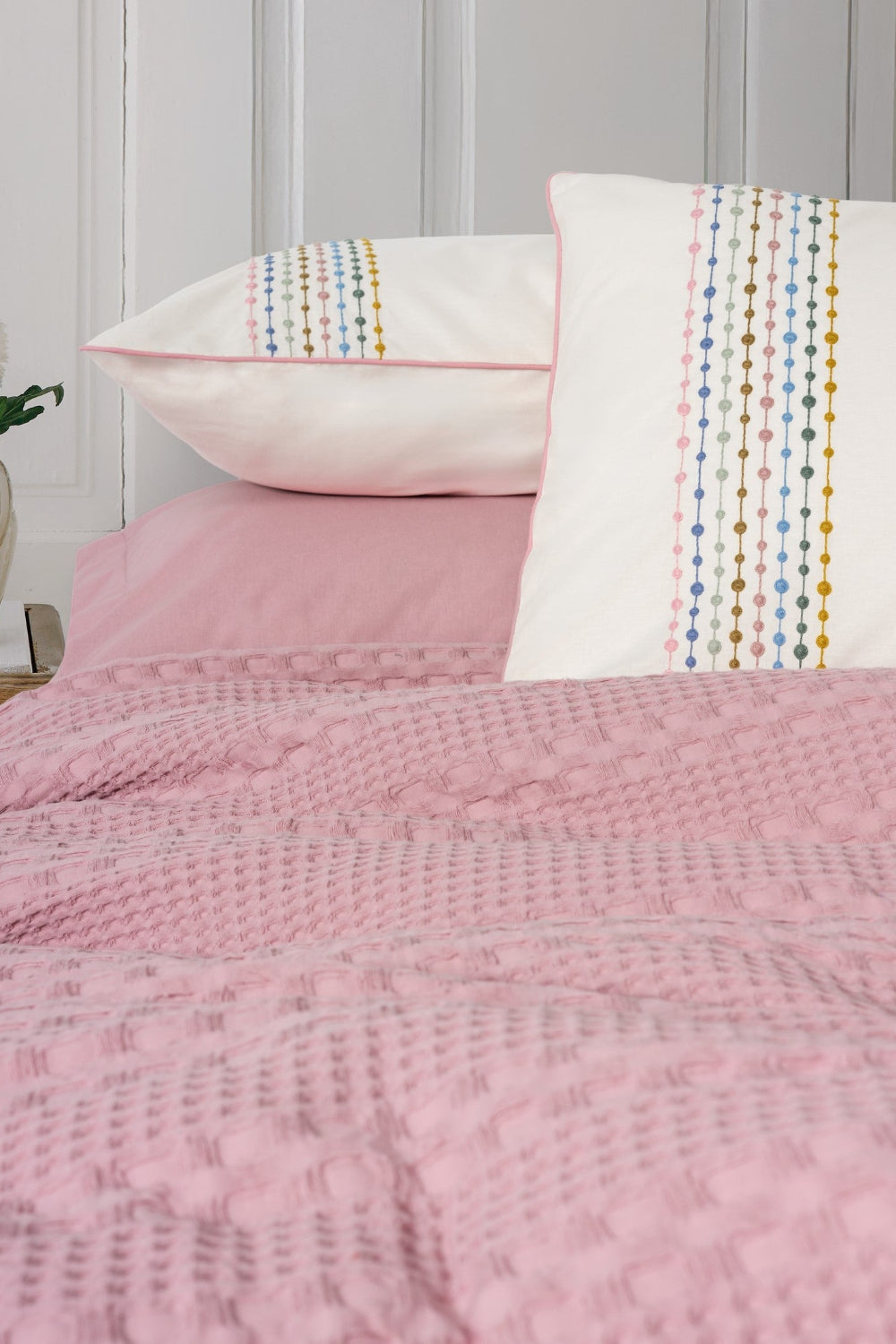 Aura Çift Kişilik Pike Takımı Pebble Pembe - 1