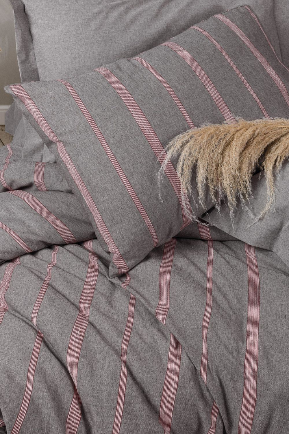Ribbed Çift Kişilik Nevresim Takımı Barisan Gri - 1