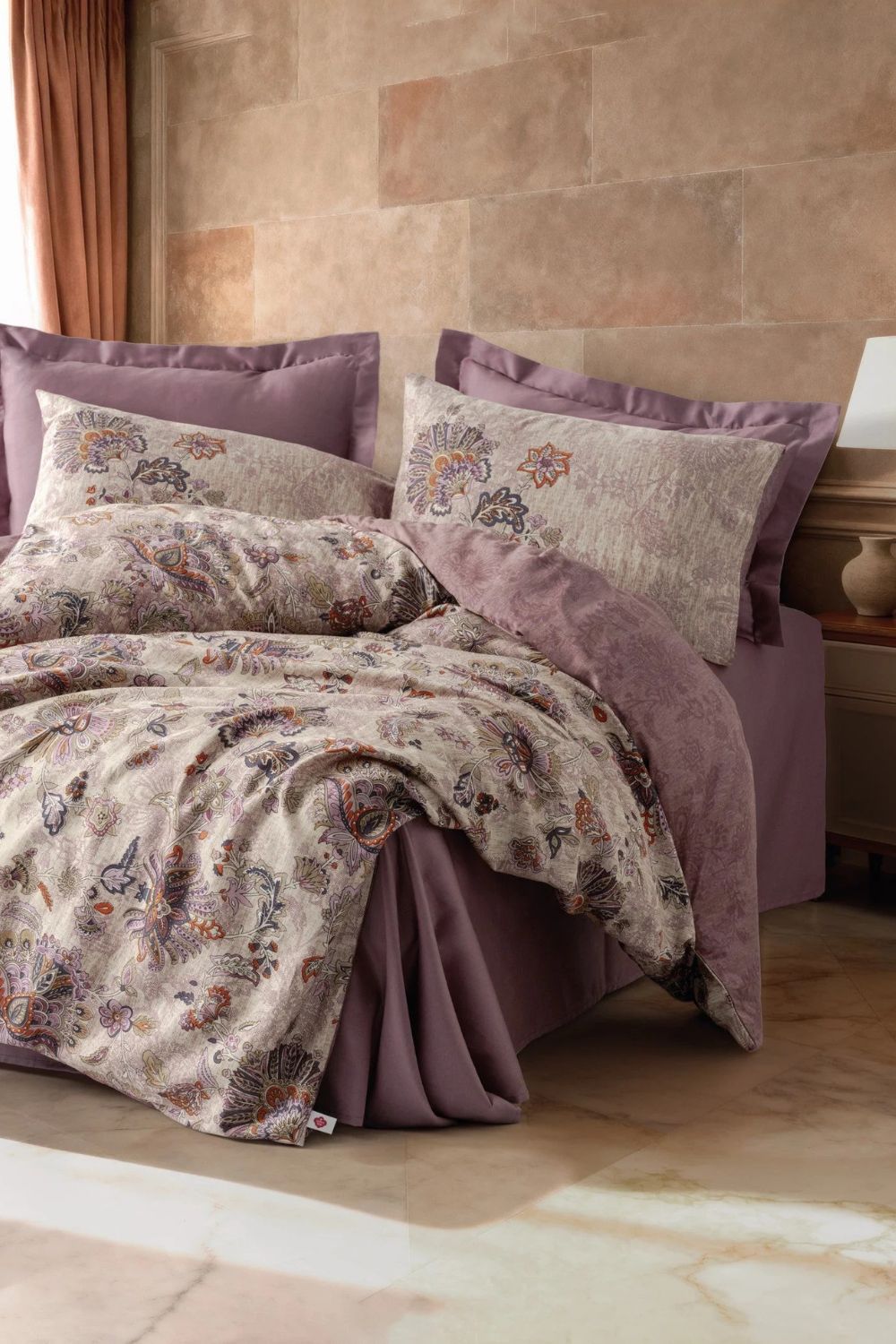 Saten Çift Kişilik Nevresim Takımı – Majolica Mürdüm - 0