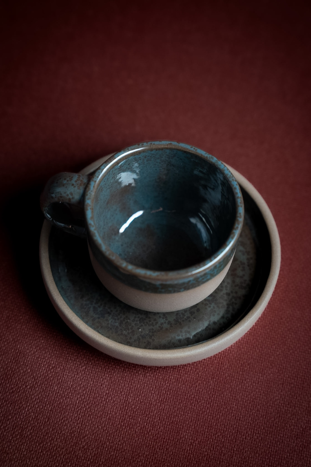 Ground Stoneware Fincan Seti – 2’Li – Benekli Yeşil & Gri - 2