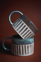 Mocha Stoneware Bardak – Gri & Haki– 2’Li Set - 0