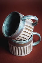 Mocha Stoneware Bardak – Gri & Haki– 2’Li Set - 2
