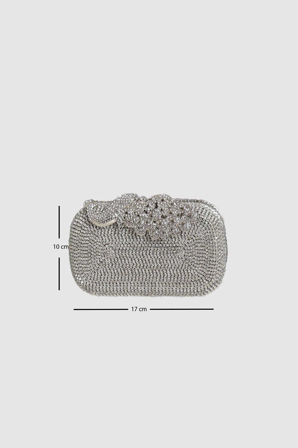 Peaco Gümüş Tavus Kuş Detaylı Taşlı Clutch Abiye Çanta - 1