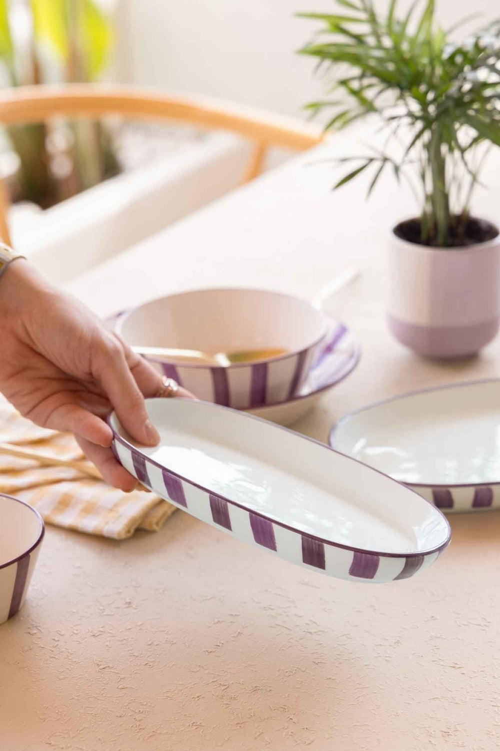 Joy Oval Servis Tabağı 2'li Set, Mor, 17 Cm - 1