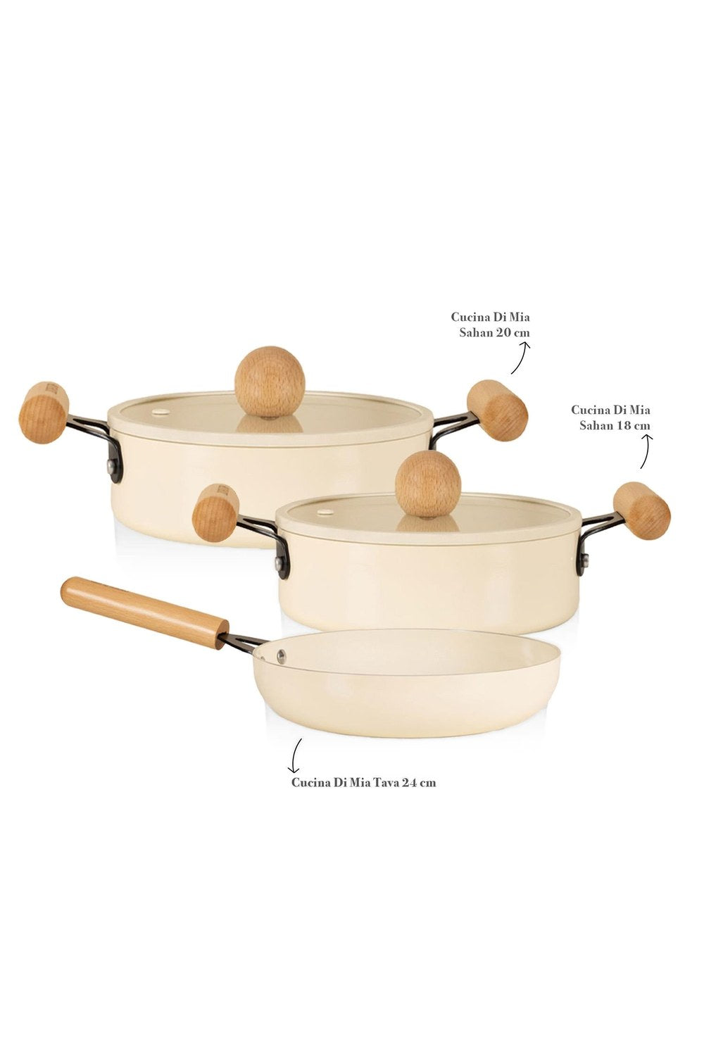Cucina Di Mia İndüksiyon Tabanlı Seramik Sahan Tava Seti, 5 Parça - 3