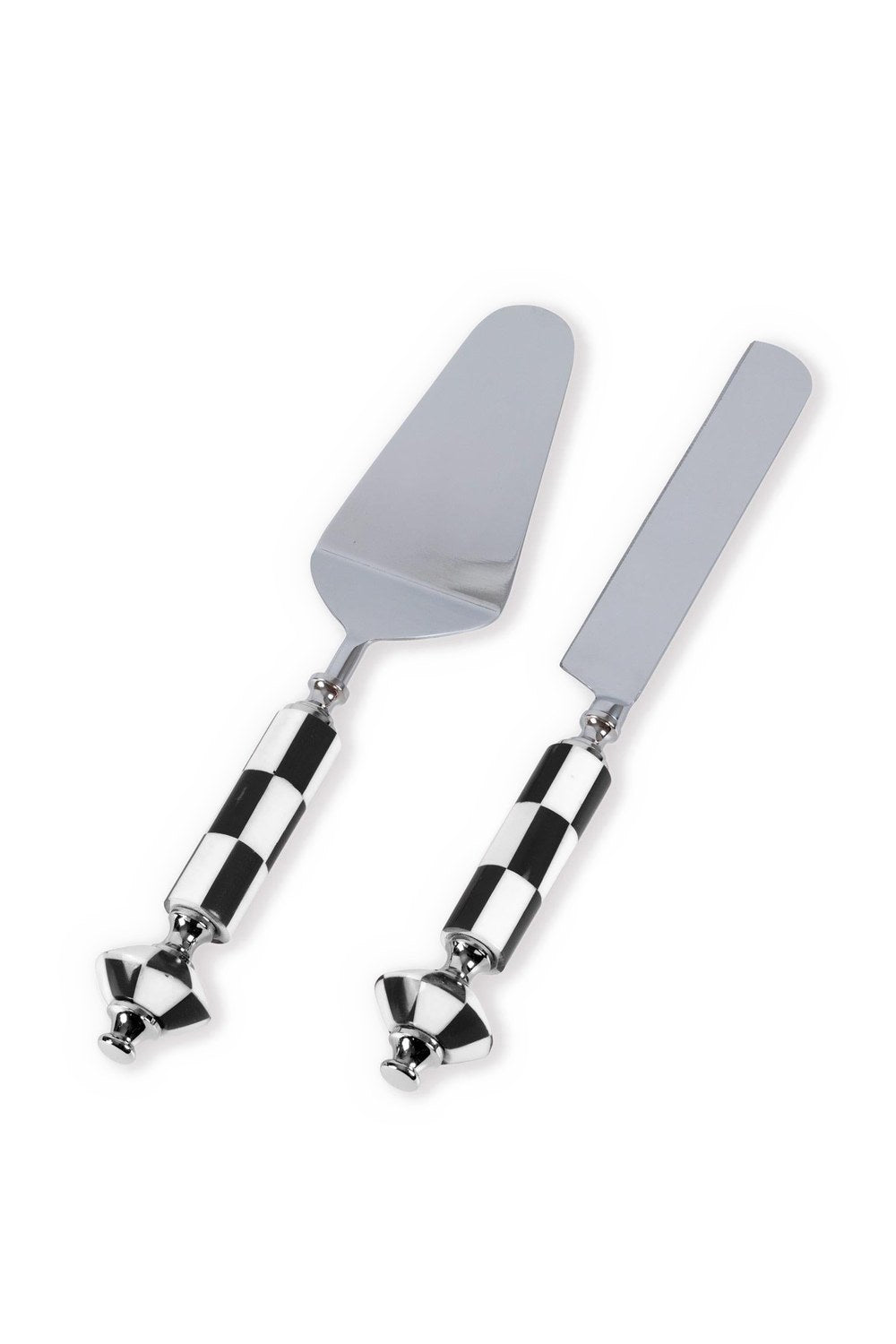 Gingham Pasta Servis Takımı, Siyah - Beyaz, 2 Parça - 1