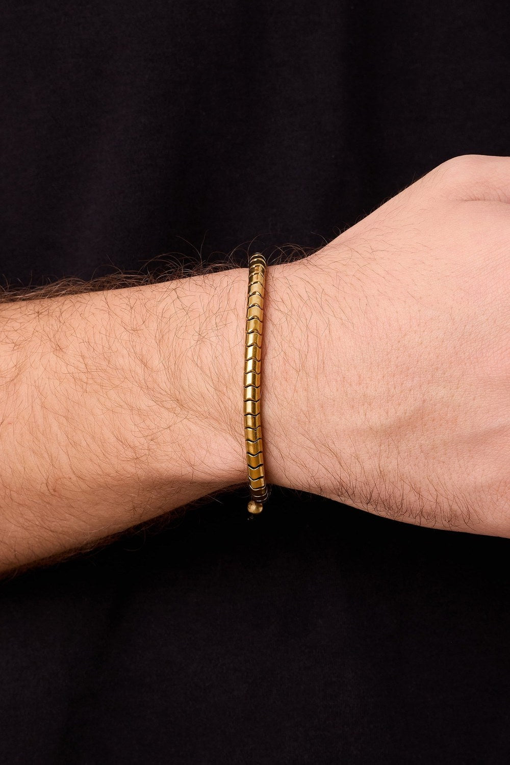 Hematit Taşlı Ayarlanabilir Bileklik, Gold - 2