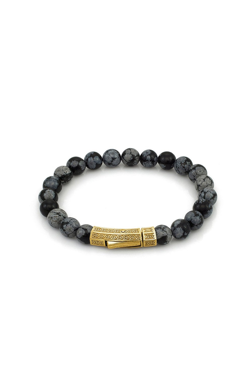 Obsidyen Taşlı Kalın Bileklik, Gold - 0