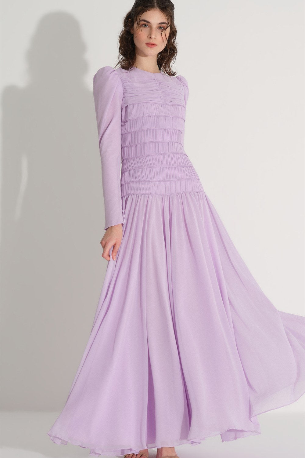 Pilise Ve Biye Detaylı Elbise - Lila - 2
