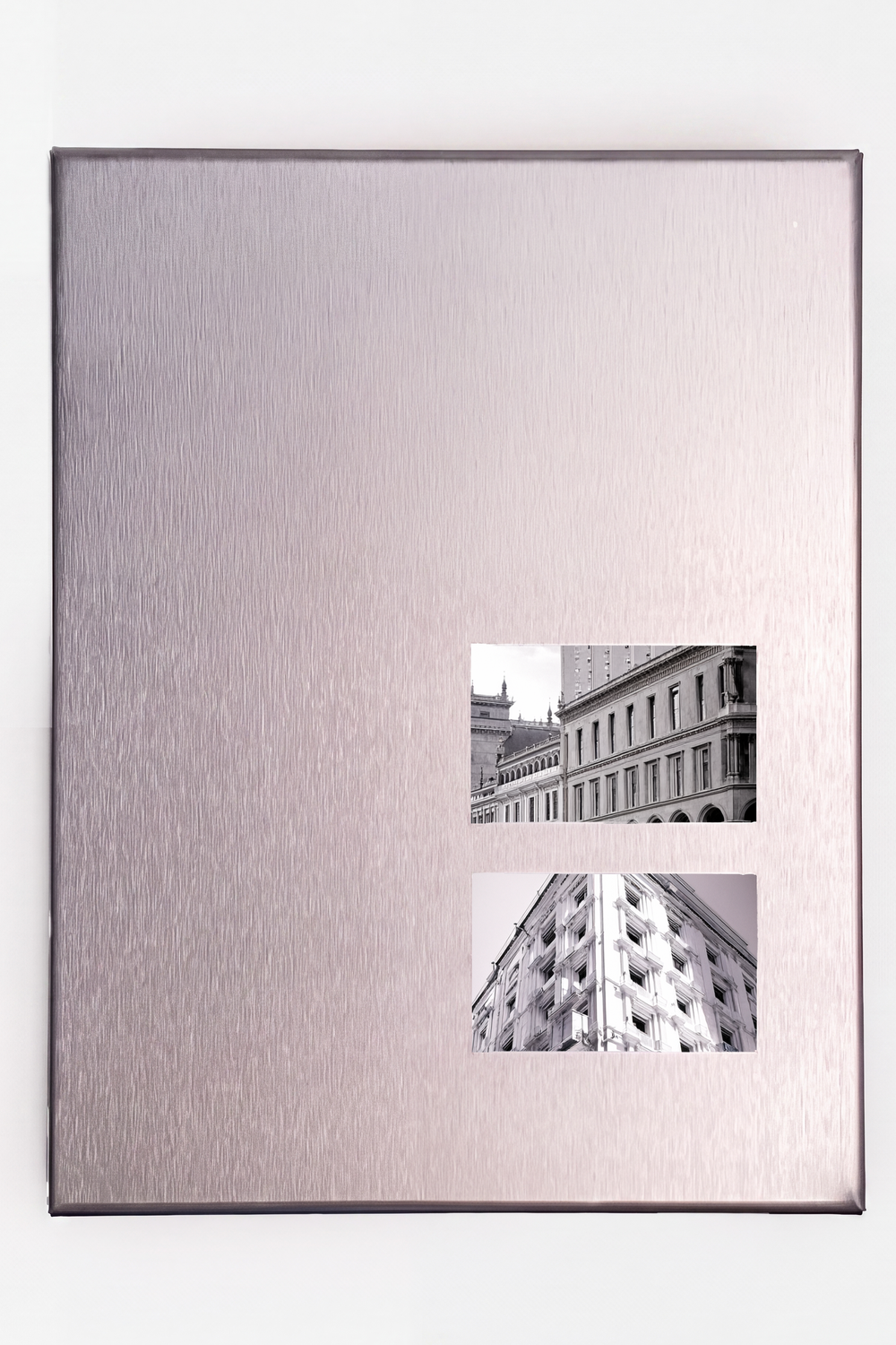 Fırçalanmış Çelik Dikdörtgen Fotoğraf Paneli, Çift Dikdörtgen Açıklıklı - 23x30 Cm - 5
