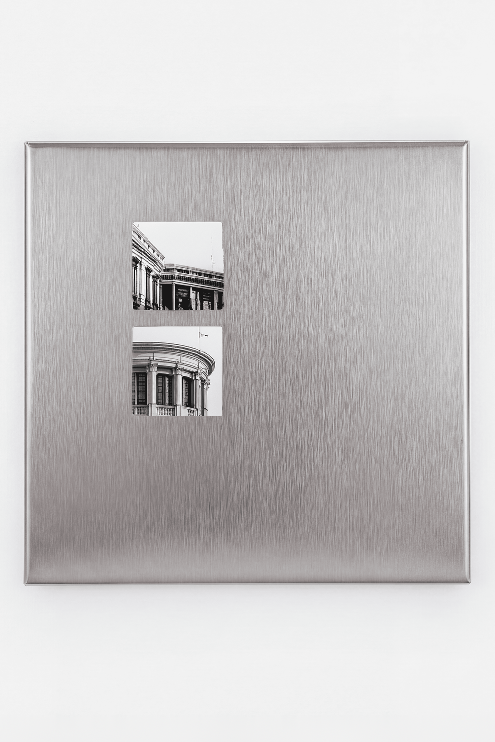 Fırçalanmış Çelik Kare Fotoğraf Paneli, Dikey Çift Açıklıklı - 25x25 Cm - 6