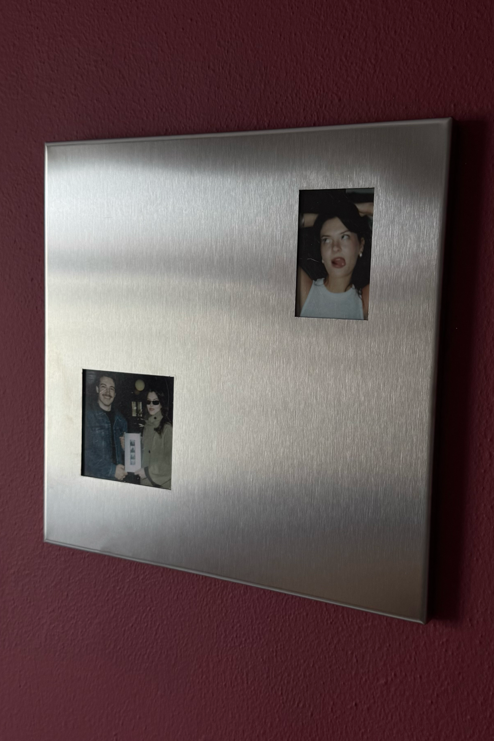 Fırçalanmış Çelik Kare Fotoğraf Paneli, Çapraz Çift Açıklıklı - 30x30 Cm - 0