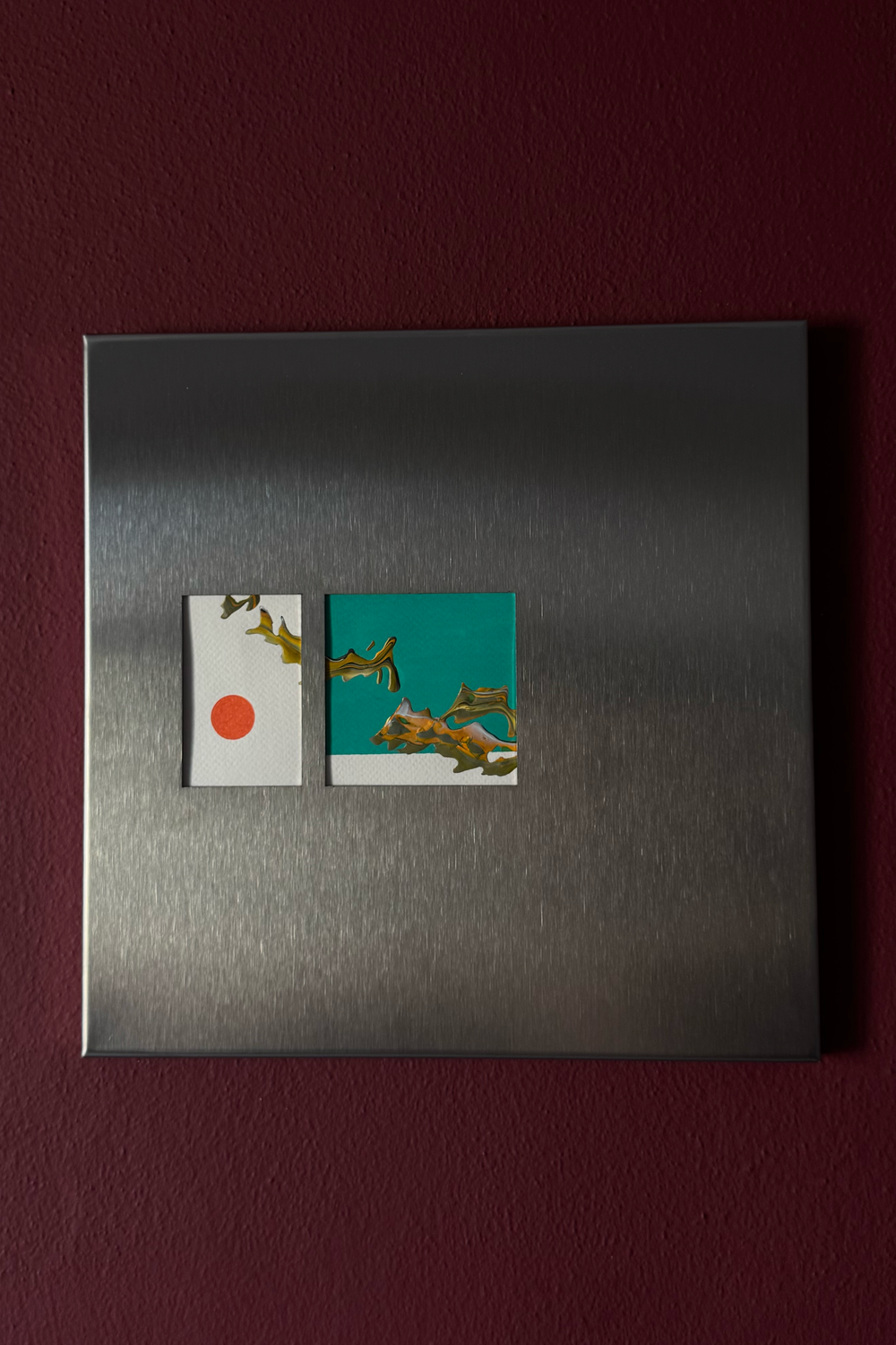 Fırçalanmış Çelik Kare Fotoğraf Paneli, Çift Açıklıklı - 30x30 Cm - 0