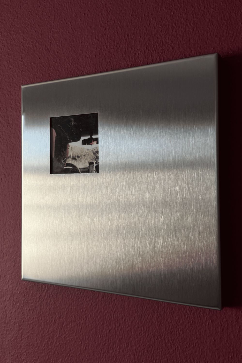 Fırçalanmış Çelik Kare Fotoğraf Paneli, Köşe Açıklıklı - 25x25 Cm - 2