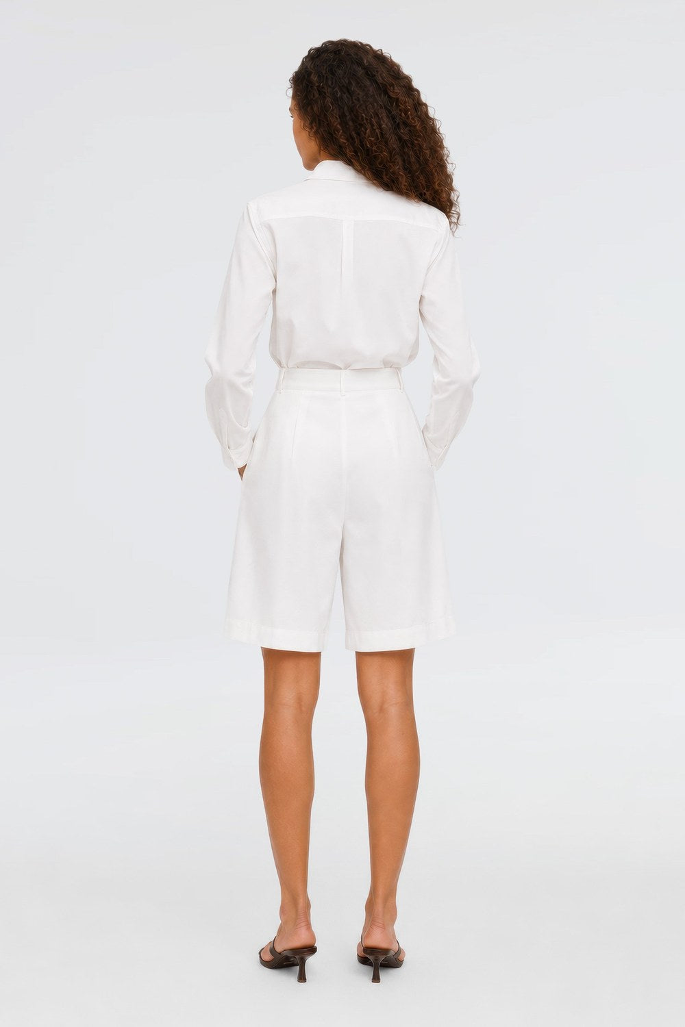 Vera Tencel Bermuda Şort, Beyaz - 3