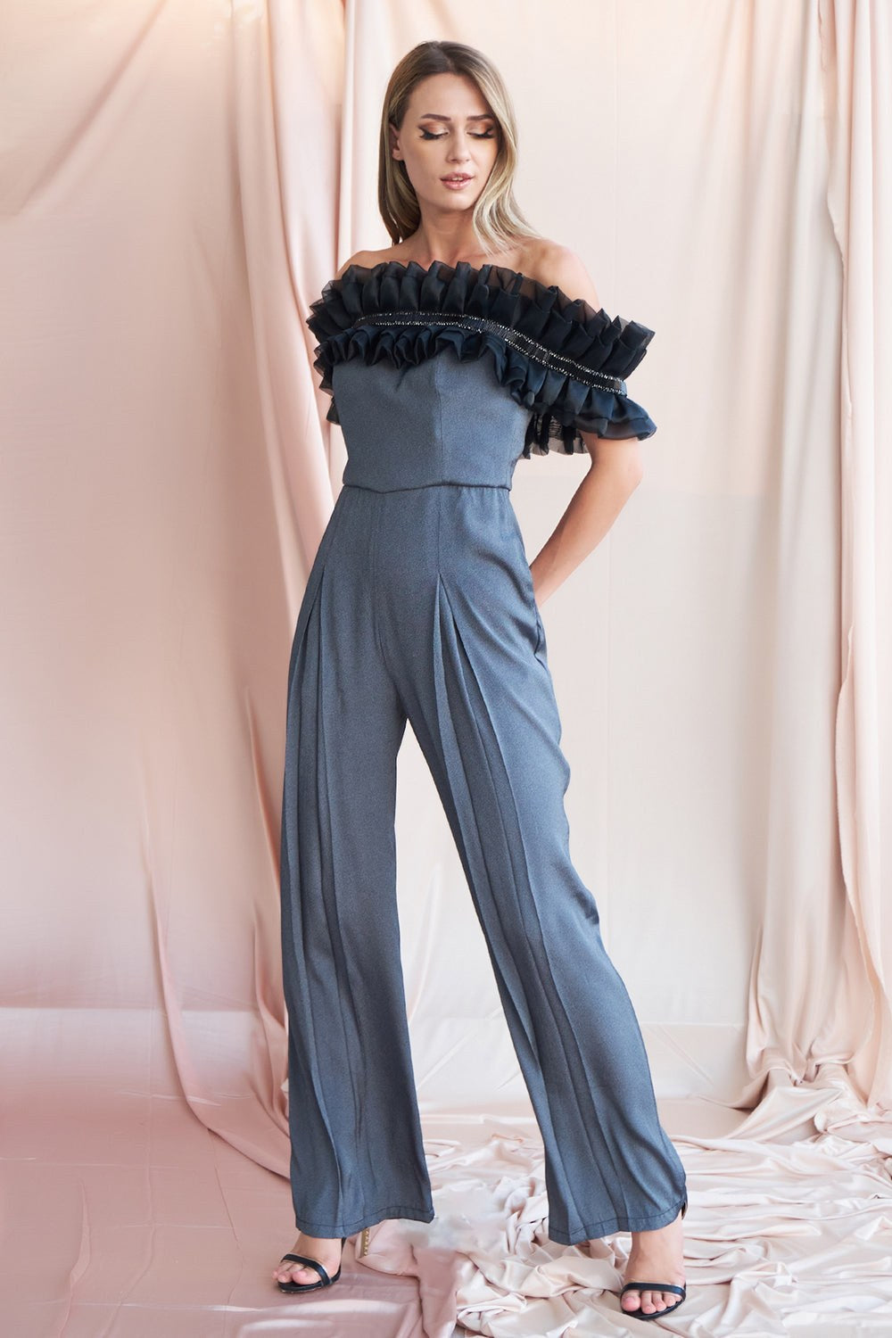Gri Fırfırlı Tulum İvy - 0
