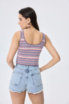 Innocence Jakarlı Kadın Triko Krop Üst Multi Lila - 5