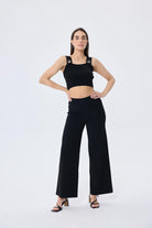 Martha Düz Örgü Geniş Askılı Kadın Rayon Triko Bralet Siyah - 5