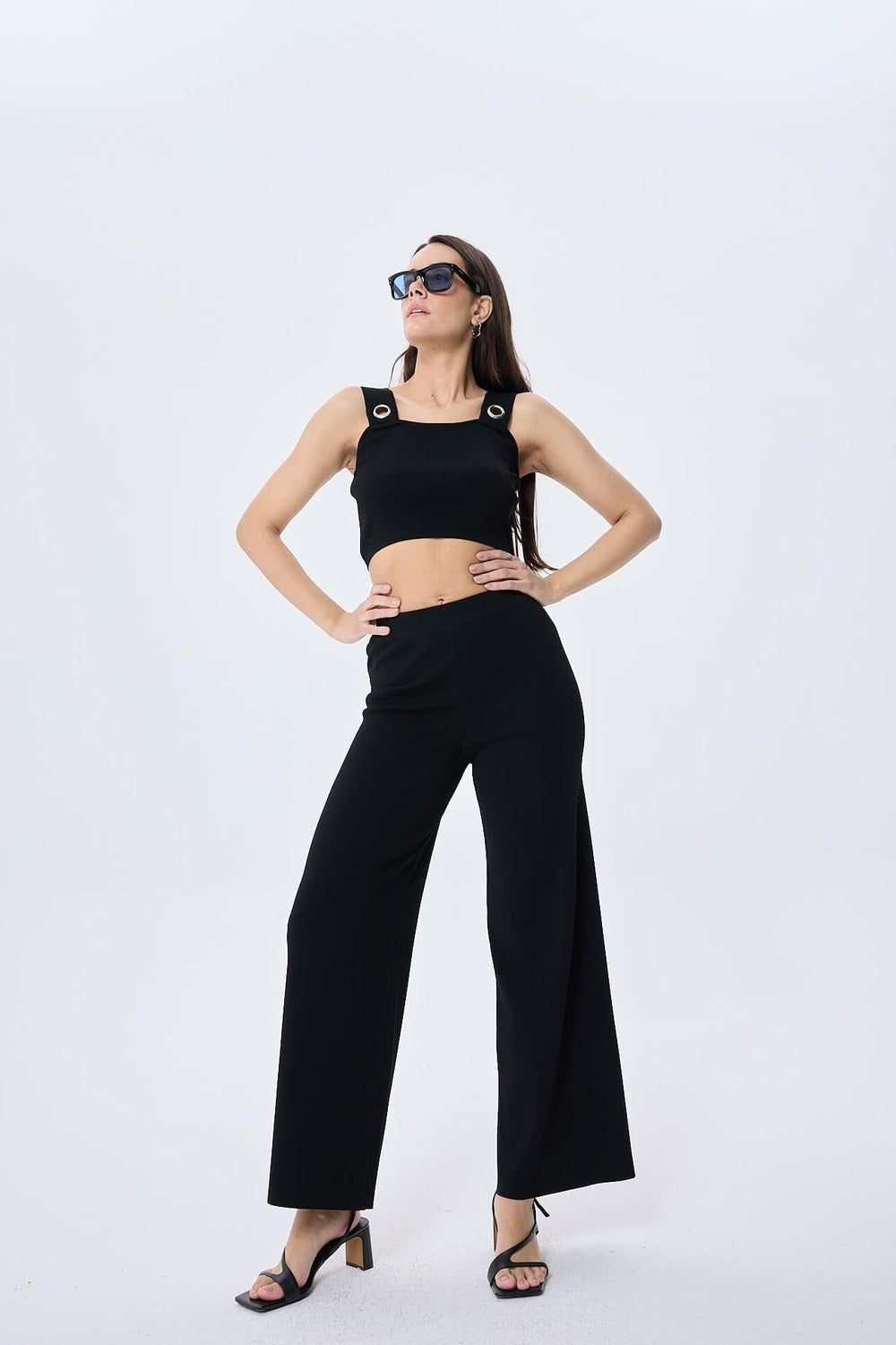 Martha Düz Örgü Geniş Askılı Kadın Rayon Triko Bralet Siyah - 6