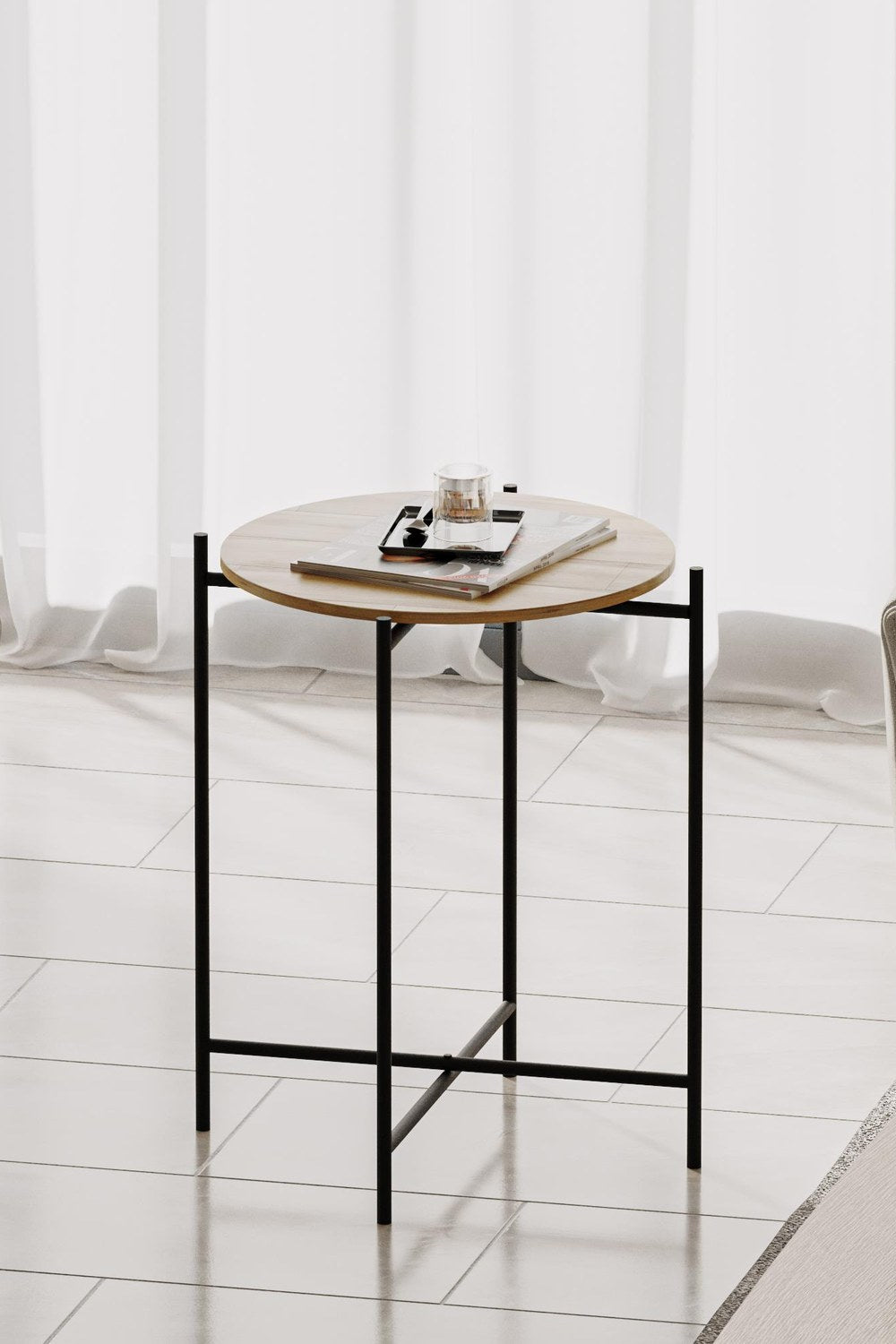 Shb-004 Dekoratif Ahşap Metal Sehpa - 2