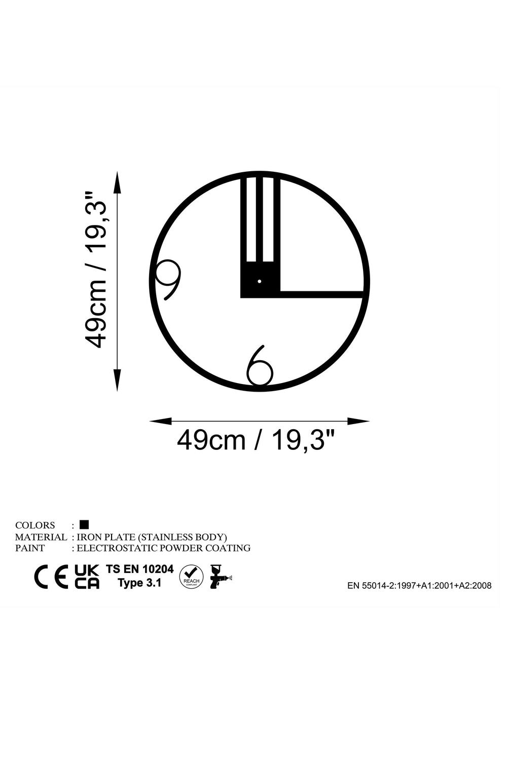 Watch-054 Dekoratif Metal Duvar Saati - 5