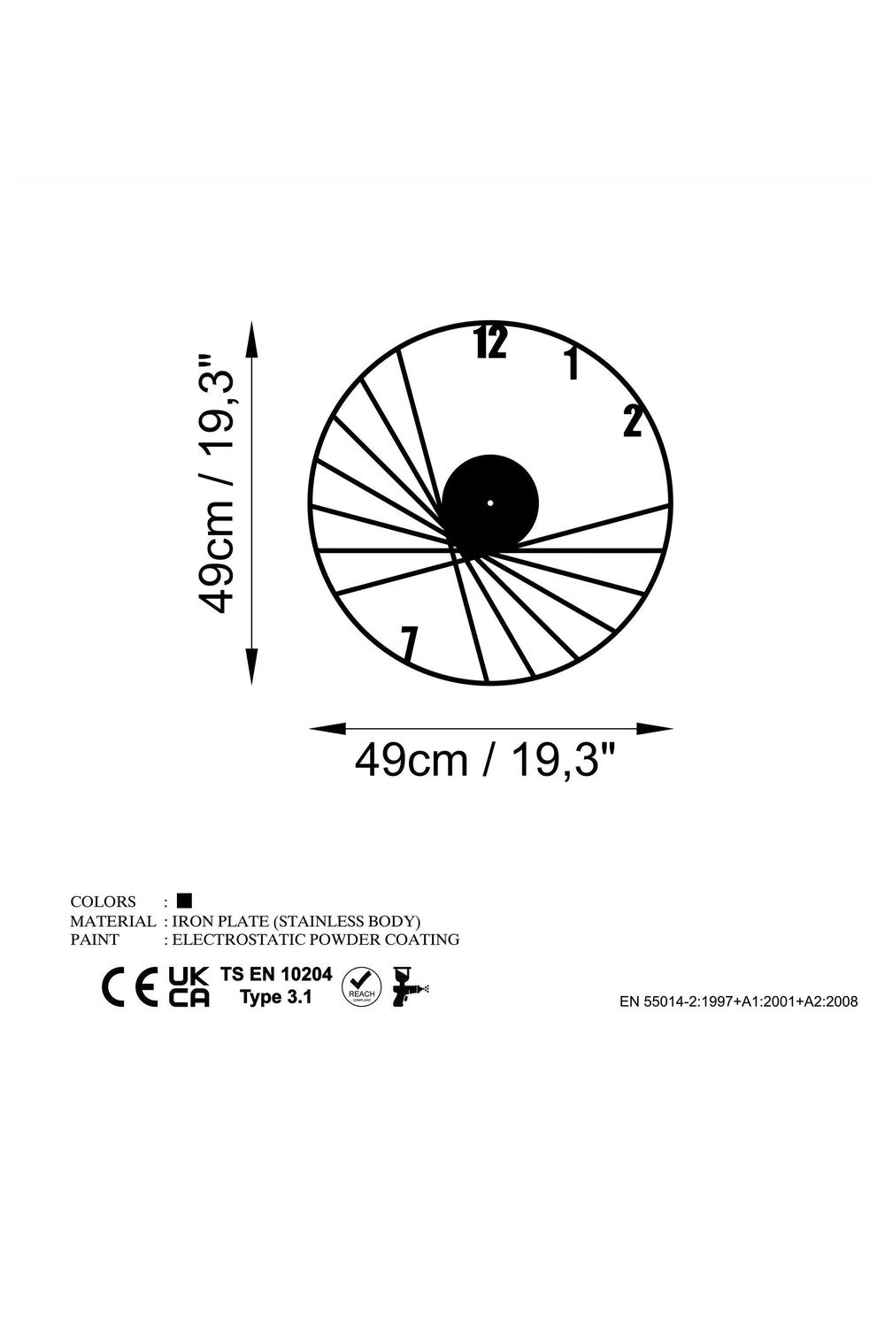 Watch-066 Dekoratif Metal Duvar Saati - 5