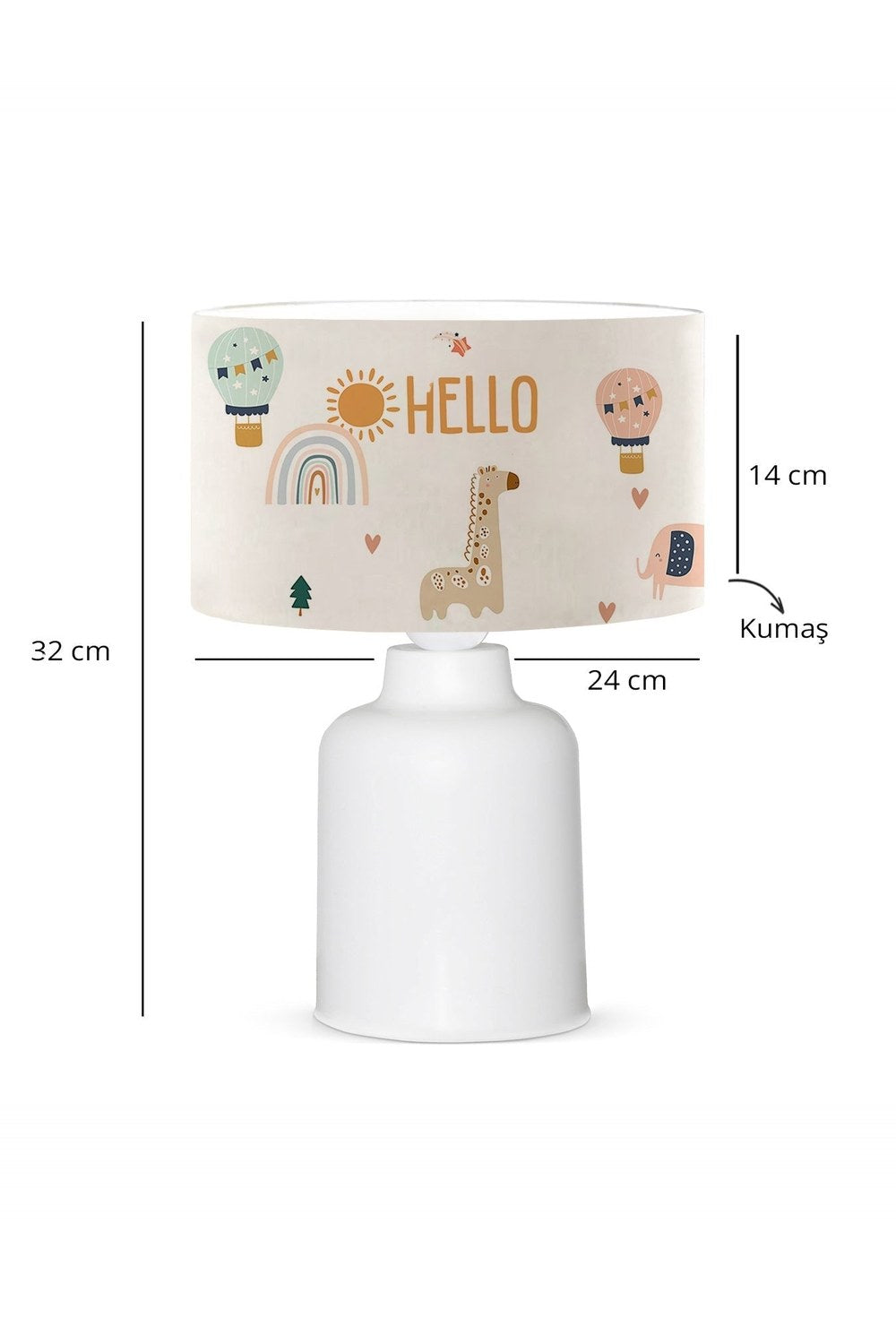 Kumaş Baskılı Hello Friends Çocuk Odası Abajur Lamba - 2