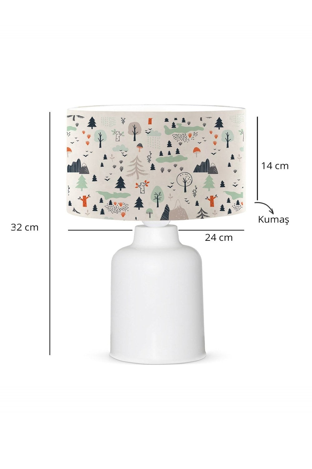 Kumaş Baskılı Doğa Desenli Çocuk Odası Abajur Lamba - 2