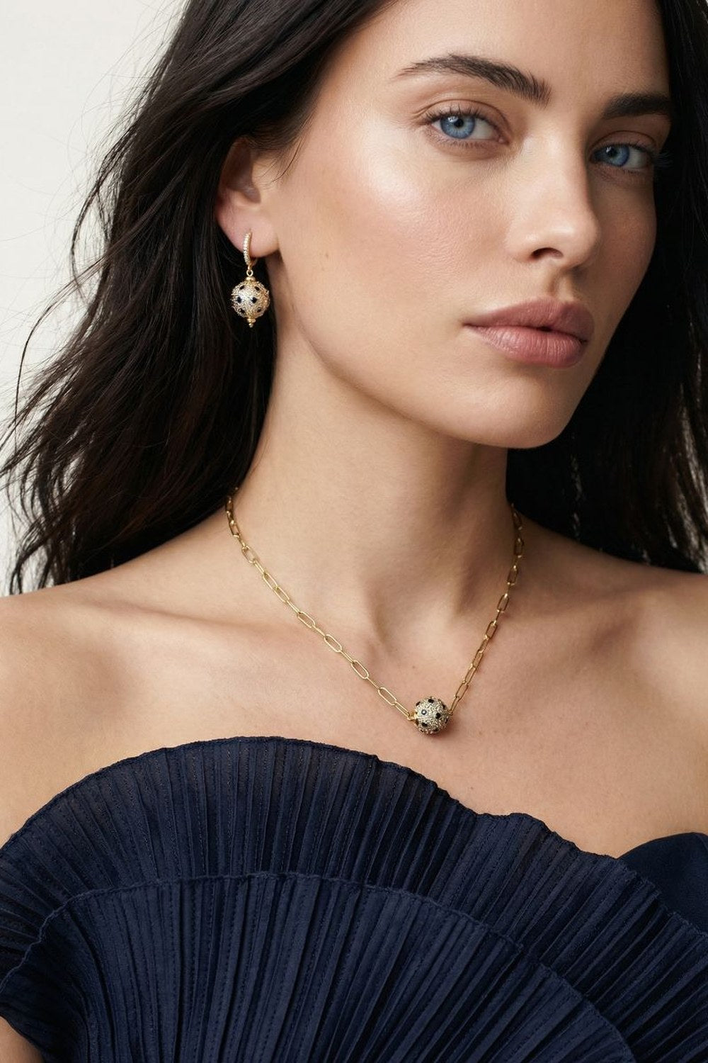 Luna Sapphire Gold Plated Earrings - 2