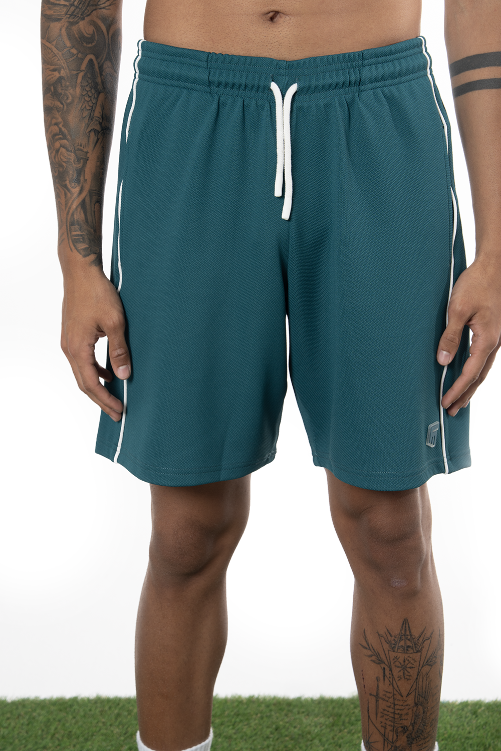 Erkek Oversize Jersey Kumaş Fm Icon Detaylı Golf Şort - Yeşil - 3