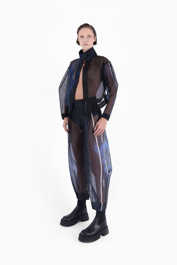 Super Woman Sınırlı Üretim Ai Baskılı Siyah Organze Pantolon