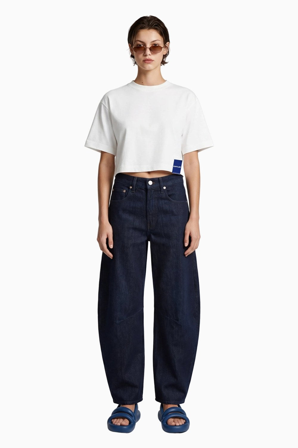 Oversize Flag Beyaz Crop T Shirt - 1