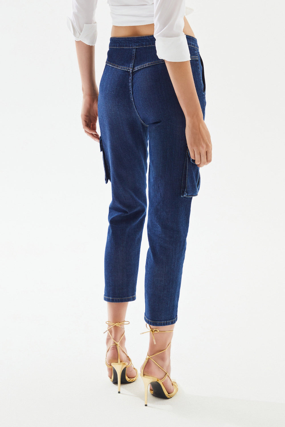 2be4A-Kadın Kargo Cepli Denim Pantolon-Kot Pantolon-6-milagron.live