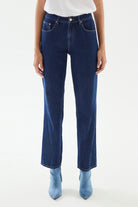 2be4A-Kadın Mid Rise Straight Denim Pantolon-Kot Pantolon-5-milagron.live