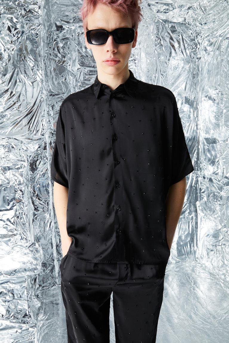 Ace Nayman-Josephine Rhinestone Pajama Shirt-Gömlek-3-milagron.live